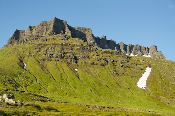 Like a rocky fortress above Husavik hut
