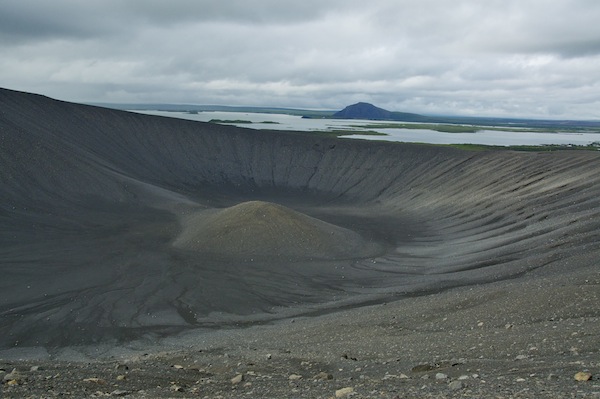 The crater of Hverfell with Lake Myvatn in the background