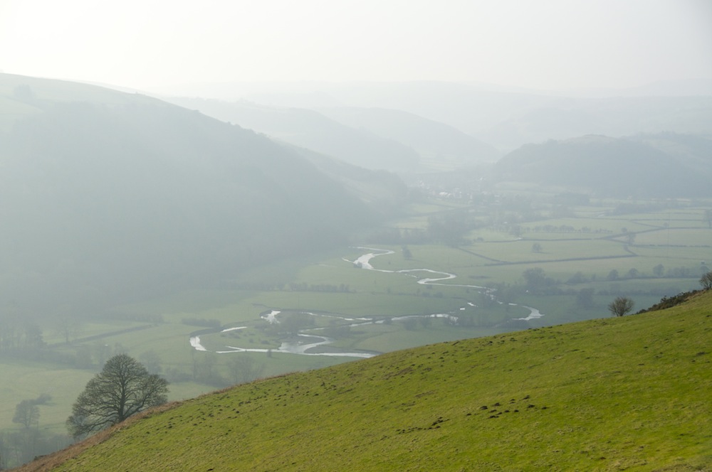 The River Teme meandering along its valley