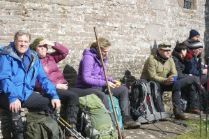 Enjoying the sunshine at Partrishow Church