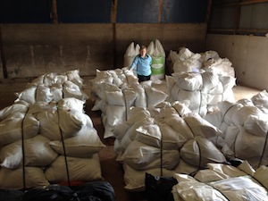 All the sleeping bags and blankets packed and ready to go.