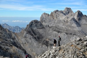 Katrina and Mike begin their descent from from the summit