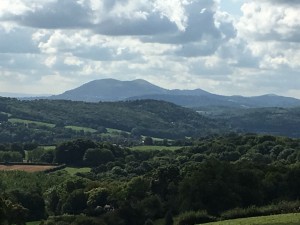 The Malvern Hills to the south
